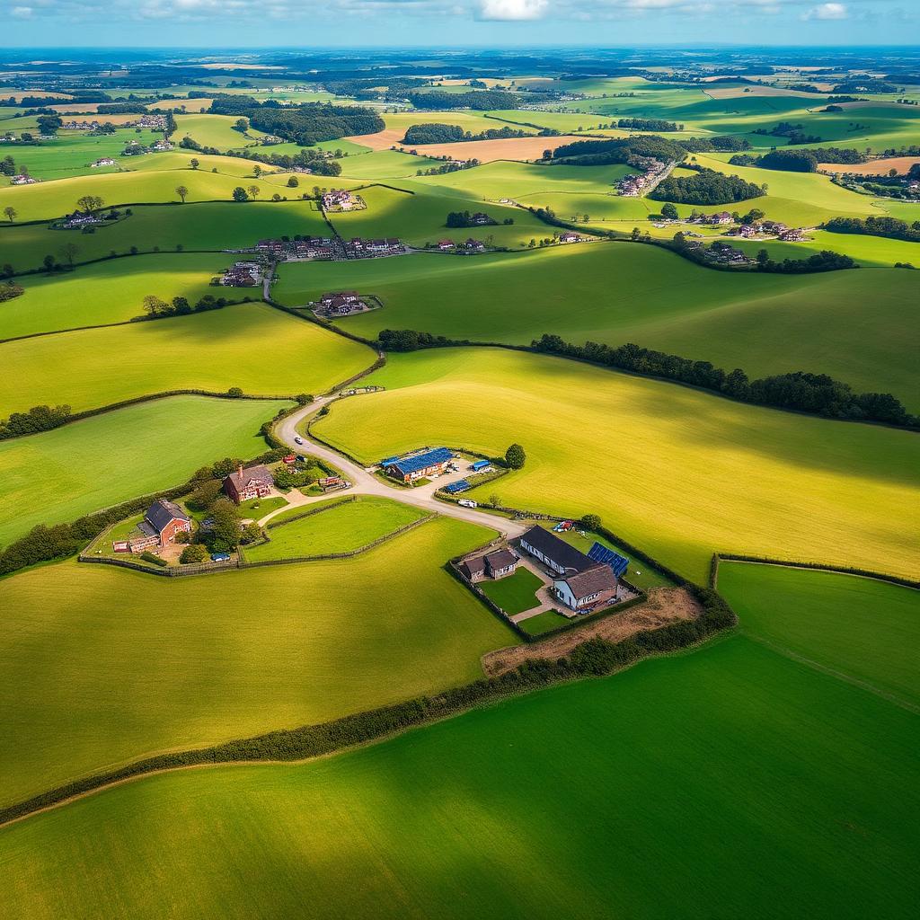 Aerial view of Yorkshire countryside